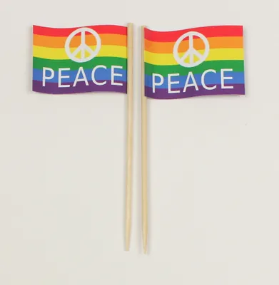 Produktbild von Party-Picker Flagge Peace Regenbogen Papierfähnchen in Spitzenqualität 25 Stück Beutel