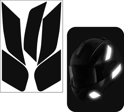 Produktbild von Reflektierende Aufkleber für Motorradhelme - Set von 5, universell und wetterbeständig (schwarz reflektierend)
