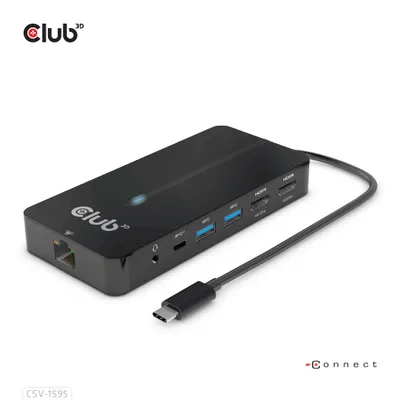 Zdjęcie produktu dla CLUB3D CSV-1595, USB 3.2 Gen 1 (3.1 Gen 1) Type-C, 100 W, 10,100,1000 Mbit/s, Czarny, 4K Ultra HD, 60 Hz