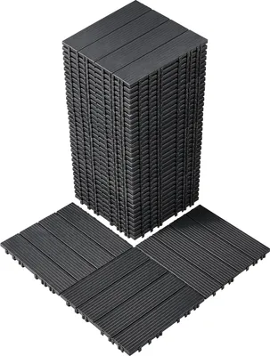 Produktbild von VEVOR Terrassenfliesen, 36er-Set, Balkonfliesen 30 x 30 cm, Klickfliesen, wasserdichter Kunststoff-Bodenbelag für den Außenbereich, Terrassenbodenbelag für Veranda, Pool, Balkon, Hinterhof, Dunkelgrau