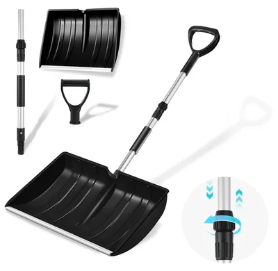 Imagen del producto de Pala para nieve, de gran capacidad, con mango ergonómico, barra telescópica portátil, herramienta para quitar nieve para caminos de entrada, garajes, jardines, etc