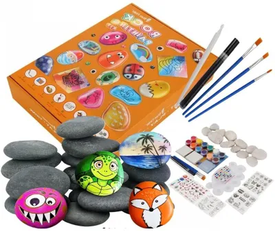 Produktbild von Steine Bemalen Bastelset Kinder Steinmalset Kunstset Kinderaktivitäten Geschenk