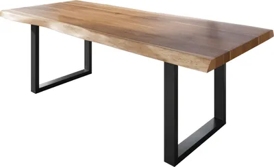 Produktbild von Esstisch Baumkante massiv Akazie natur 240 x 110 U-Gestell Metall schwarz TITAN