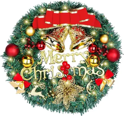Produktbild von 30 cm Weihnachtskranz, künstlicher Weihnachts-Haustür-Kranz, Ornament, Weihnachts-Winter-Feiertagskranz für Tür, Wand,Schaufenster, Weihnachtsbaum-Dekoration