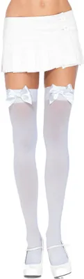Produktbild von Leg Avenue - Nylon Oberschenkelhöhe Mit Schleife Weiss / Weiss