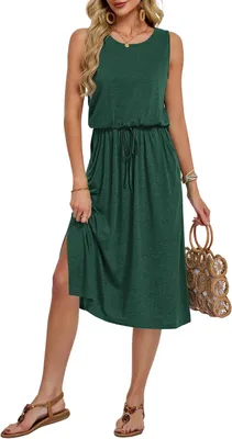 Productafbeelding van Zomerjurk voor dames zonder mouwen, licht casual model met zakken en zijsplitten