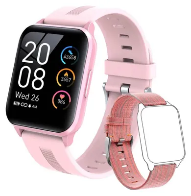 Produktbild von MicLee Smartwatch 1.69 Zoll Fitness Tracker Wasserdicht Pulsmesser Schrittzähler für iOS Android zwei Armbänder