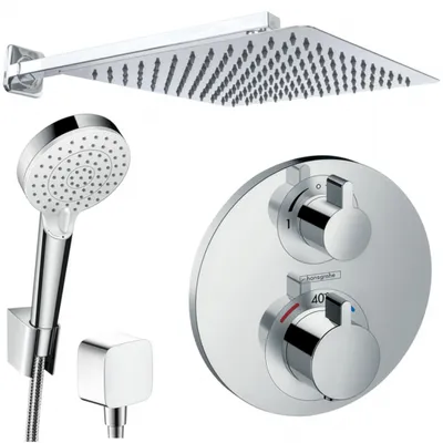 Produktbild von Hansgrohe und Jowi Unterputz Duschsystem Ecostat S Thermostat, Unterputz Duscharmatur mit Kopfbrause, OHNE iBox