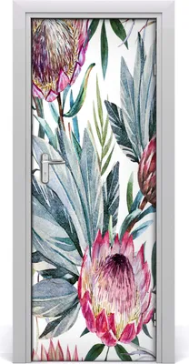 Produktbild von Tulup Türaufkleber 75x205 cm Dekorative Aufkleber Selbstklebend Wasserdichte Tapete Abnehmbar Schlafzimmer Wohnzimmer Wohnkultur - Protea Furnier Tapetenkleber