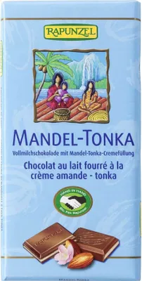 Produktbild von Rapunzel 1430150, Milchschokolade, 100 g, Mandel, 2411 kJ, 579 kcal, 38,36 g