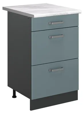 Produktbild von Küchenunterschrank Vicco R-Line Blau-Grau/Anthrazit 50 cm Arbeitsplatte Marmor, Model 69873