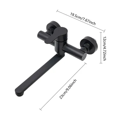 Produktbild von Küchenarmatur G1/2 Wandmontierter Wasserhahn Edelstahl Spültischarmatur Schwarz