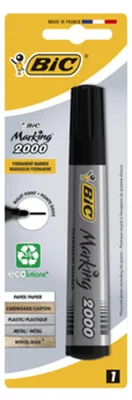 Image de Marqueur Permanent Bic 2000 Noir Encre Indélébile Pointe Biseautée - Bic