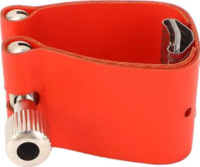 Image de Fixation s?re Conception r?glable Compatibilit ? universelle Instruments ? vent Brassandwood Saxophone Bec��ck Ligature pour T?nor Altaxo avec sangle en cuir rouge R?sistant aux rayures