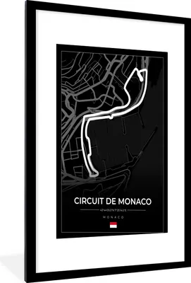 Produktbild von MuchoWow® Gerahmtes Poster Monaco - Formel 1 - Circuit de Monaco - Rennstrecke - Schwarz 60x90 cm - Poster mit Schwarzem Bilderrahmen Wandposter Rahmen Foto Bilder - Dekoration - Wandposter Wohnzimmer - Hochwertig