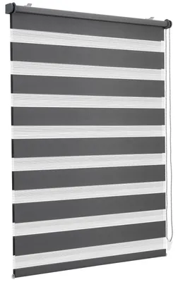Produktbild von Sekey Doppelrollo Klemmfix ohne Bohren für Fenster, Doppelrollo 115 cm breit, Duo Rollo Jalousie Sonnenschutz, 115x210cm, Dunkelgrau