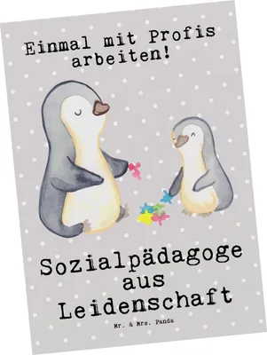 Produktbild von Mr. & Mrs. Panda Postkarte Sozialpädagoge Leidenschaft - Grau Pastell - Geschenk, Ansichtskarten, Ansichtskarte, Grußkarte, bildkarte, Postkarten