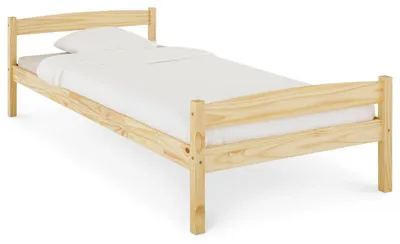 Produktbild von Einzelbett BORIS aus Kiefer Massivholz 90x200 cm, natur -  Bett Kinderbett Jugendbett Holzbett Massivholzbett Landhausbett Gästebett