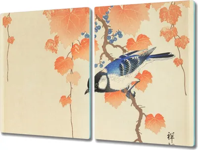 Produktbild von Coloray Hackbrett Kochplattenabdeckung Herdabdeckplatte 2x40x52 cm Schneidebrett Küchenbrett - Zweige Blätter Tier Vogel