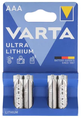 Produktbild von Varta Lithium Batterie AAA, Micro, FR03, 6103, Varta Ultra Lithium, 1,5V, 4er-Blister