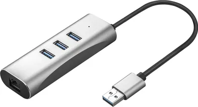Produktbild von VALUE USB-A zu Gigabit Ethernet Konverter + Hub