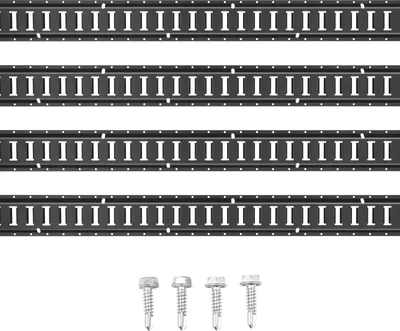 Zdjęcie produktu dla Zestaw szyn VEVOR E-Track, stalowe szyny o długości 1,52 m, 4-pak, nośność do 914 kg, solidne szyny ze śrubami do garaży, samochodów dostawczych, przyczep, pasów mocujących do motocykli, mocowań ATV