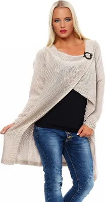 Produktbild von 30-06 Mississhop Cardigan Jacke Strick Sweatshirt Pullover Strickjacke Überwurf Einheitsgröße Beige