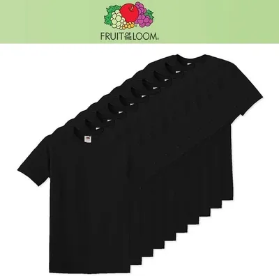 Produktbild von 10er Pack Fruit of the Loom Valueweight T-Shirt Farbe: schwarz Größe: L