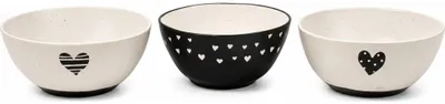 Imagen del producto de Tazones de porcelana con motivo de corazón, juego de 3 unidades, diámetro de 15 cm