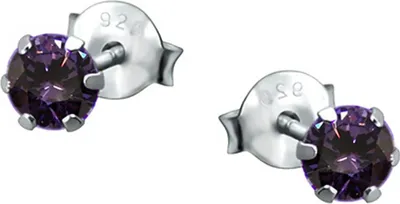 Produktbild von SilberDream Ohrstecker für Damen 925 Silber lila Zirkonia Ohrringe 3mm SDO8503V