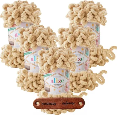 Produktbild von Strickgarn Puffy 95, 5x 100g, ca. 9m/100g, patentiertes System zum Stricken ohne Nadeln