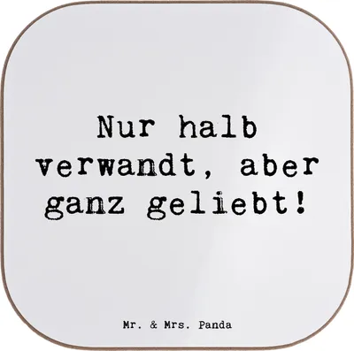 Produktbild von Mr. & Mrs. Panda Glasuntersetzer mit Namen Halbbruder Liebe - Weiß - Geschenk, Familie, Geschwister, Bieruntersetzer personalisiert, Weihnachten, Flaschenuntersetzer