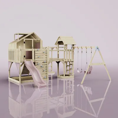 Produktbild von OutdoorToys Spielturm Knut aus Holz in Rosa Babyschaukel