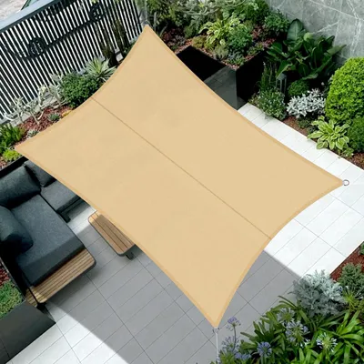 Produktbild von Elzusha – Rechteckiger Sonnenschutz, 2,5 x 3,5 m, wasserdicht, aus PES, sandfarben