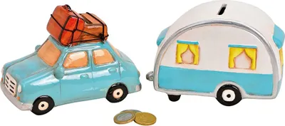 Image de Tirelire en céramique voiture et caravane