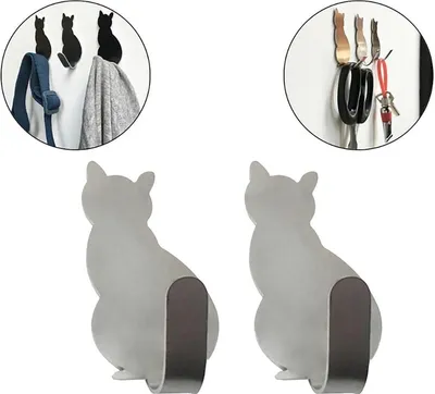 Produktbild von Handtuchhaken - Handtuchhaken - Katzenhaken - Haken - 2 Stück - Wandhaken - Wandhaken - Silber - Handtuch zum Aufhängen