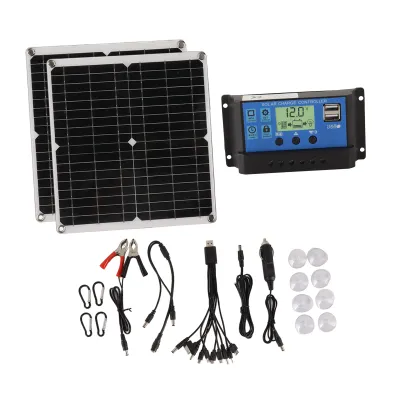 Obrázek produktu pro Sada solárních panelů, přenosná sada solárních panelů, 50W přenosná sada solárních panelů, přenosná sada regulátorů solárních panelů, monokrystalický křemíkový solární panel, solární panely
