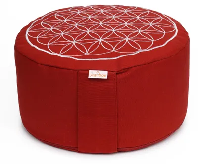 Produktbild von yogabox Meditationskissen Glückssitz® Blume des Lebens - bordeaux 33 x 33 x 15 cm Buchweizenschalen