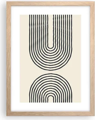 Produktbild von Gerahmtes Poster - Rahmen in heller Eiche - Linien Oval Minimalismus - 30x40 cm - Wand Bild - Wanddeko - Wandbilder - Kunstposter - Wandposter - Bilderrahmen - Bilder - Kunstdruck - P2NPA30x40-4548