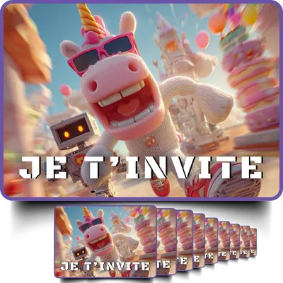 Imagen del producto de Tarjetas de invitación para fiestas infantiles, paquete de 10 unidades, con sobres estampados, tamaño postal, para invitaciones