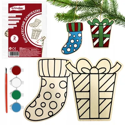 Produktbild von Artmaker Weihnachtliche Holzanhänger zum Bemalen Kreativ-Set