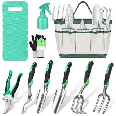 Produktbild von 10-teiliges Gartenwerkzeugset mit Handwerkzeugen und Tragetasche