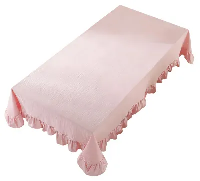 Produktbild von Einfarbige, gerüschte Tischdecke, rechteckig/quadratisch, für Landhausküche, Esszimmer, Terrasse