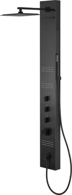 Produktbild von BADLAND Duschpaneel Thermostatisch Edelstahl NEO Massage Wasserfall mit Kopfbrause und Auslauf in Graphit