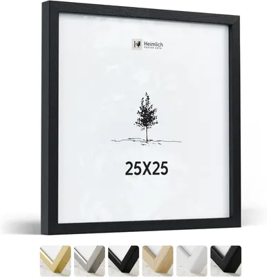 Bilderrahmen 25x25 cm, Ayous Holz, Schwarz, Wandmontage
