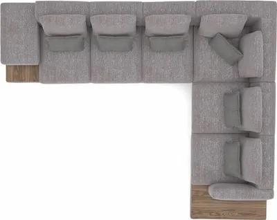 Produktbild von Luxus Grau Polstersofa L-Form Holz Couchtisch mit Beistelltisch Wohnzimmer