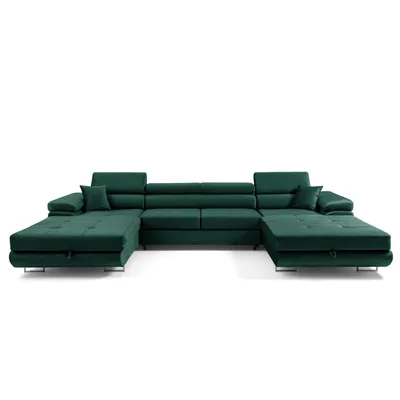 Produktbild von MUFFO Ecksofa U-Form ALONZO U mit Schlaffunktion 130x280 Velours Grün