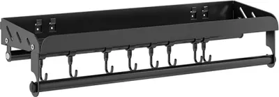 Produktbild von Gewürzregal Wand ohne Bohren,Gewürzregal Hängend Mit küchenrollenhalter und 8 Haken,Küchenregal für Gewürze,küchenutensilienhalter,Wandmontage gewürzregal schranktür für Küche,40cm schwarz