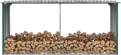 Zdjęcie produktu dla Vidaxl Brennholzschuppen 330x92x153 cm ocynkowany Stahlgrün