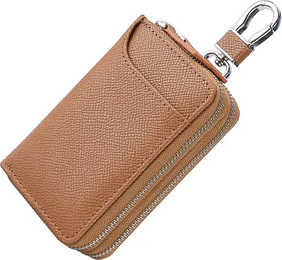 Produktbild von INF Echter Leder Schlüsselanhänger, RFID Blockierender Autoschlüsselanhänger mit Multifunktionalen Kartenfächern Braun